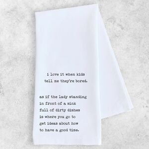 NWT SARCASTIC 100 Percent Cotton White Tea Towel